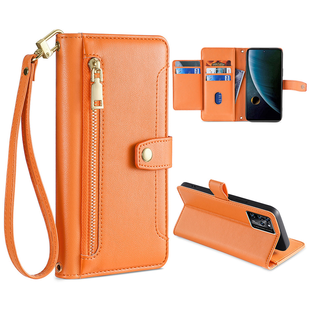 For ZTE Blade V30 Fully Wrapped PU Leather Stand Case Zipper Pocket Card Slots Flip Phone Cover with Wrist Strap and Shoulder Strap For ZTE Blade V30 Fully Wrapped PU Leather Stand Case Zipper Pocket Card Slots Flip Phone Cover with Wrist Strap and Shoulder Strap